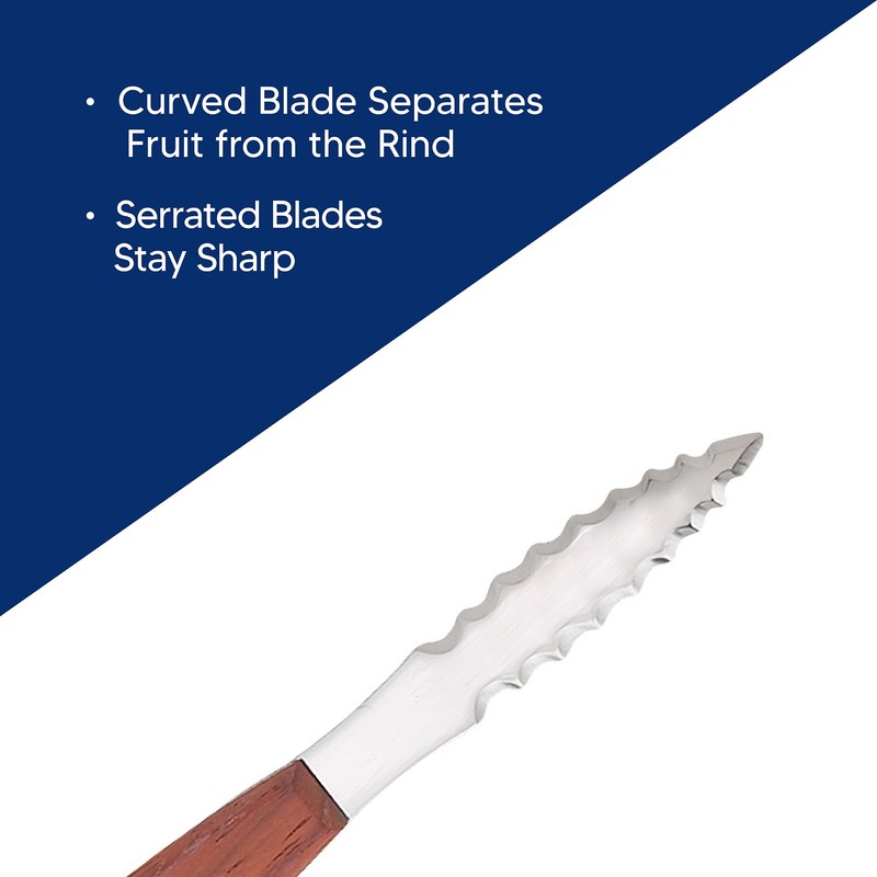HIC Kitchen Squirt Free Serrated Twin-Blade Grapefruit Sectioning Knife, Stainless