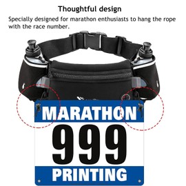 Running Belt, Multifunctional Sports Water Bottle Waist Bag, Suitable for Marathon, High Jumping, Cycling, Mountaineering and Other Outdoor Sports, Unisex (Black), Black, Zoojoy