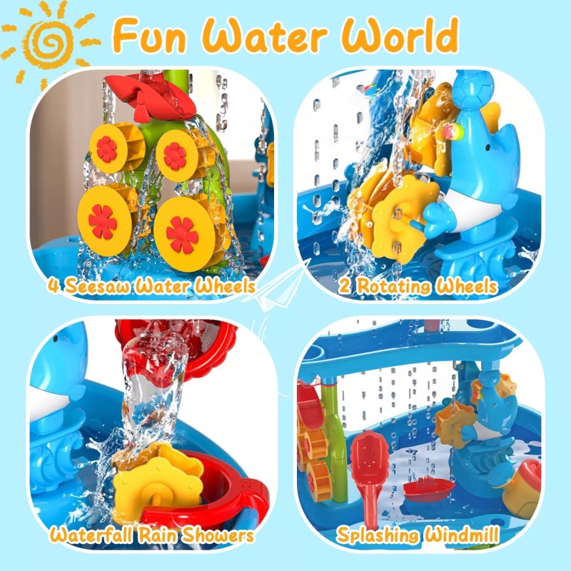 DonLoyon Kid Sand Water Table Toddler Showers Play Table Toy