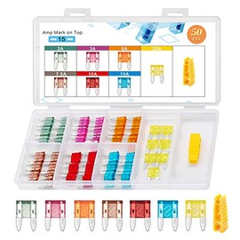 Chanzon 50pcs ATM/APM (Mini) Blade Fuse Assorted (2A 3A 5A 7.5A 10A 15A 20A) for Car Truck RV Automotive Motor Boat Replacement