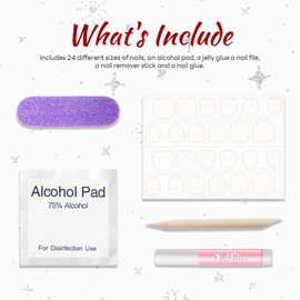 Christmas Press on Nails Medium Coffin Fake Nails Cut Glossy False Nails with Snowman Xmas Tree Gift Design Winter Xmas Press on Nails Glue on nails Acrylic Nails for Women 24 PCS