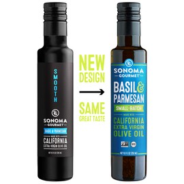 Sonoma Gourmet Sonoma Gourmet: Basil & Parmesan Flavored Olive Oil | 100% California Extra Virgin Olive Oil | 8.5 FL OZ (Pack of 4)