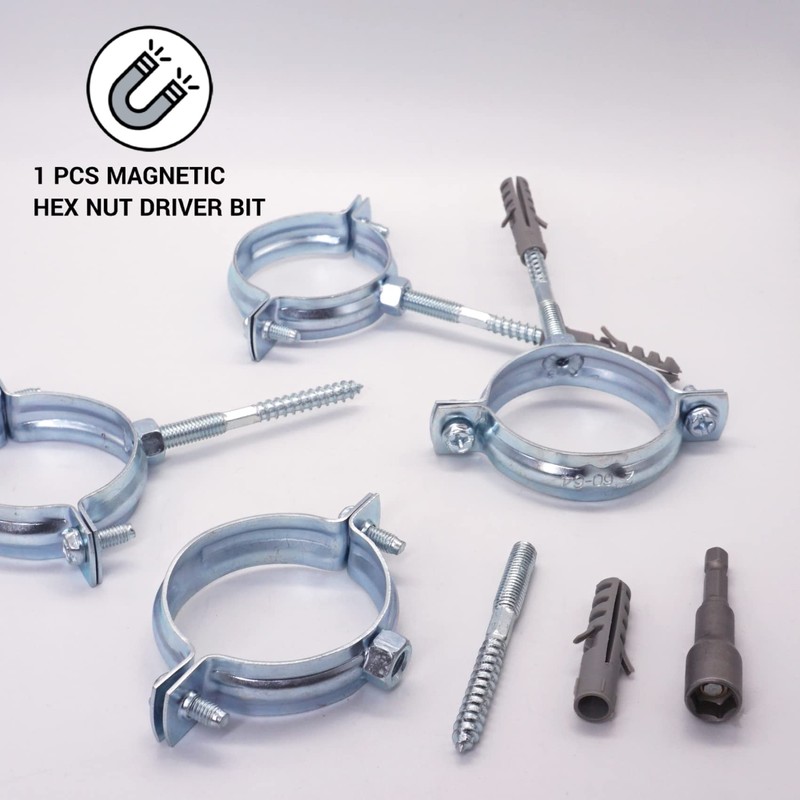 SKIR'CO Pipe Brackets for Diameter 60-64 mm Pipes, Clamps, Pipe