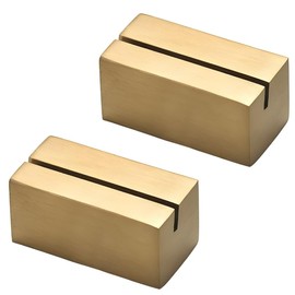 TUISKU Gold Card Stand, Set of 2, Stainless Steel, Memo Holder, Business Card, Hair Line, 1.6 x 0.8 x 0.8 inches (4 x 2 x 2 cm), Rectangular Shape