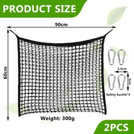 2 pieces hay net for horses: 60 x 90 cm farming hay net, hay bag, horse hay net with 4 carabiner hooks, feeding net for 8 kg hay, hay net mesh, hay bag, feeding time can be extended for horses