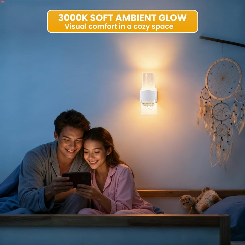 2 Pack LED Night Light Plug in, Auto Dimmable Night