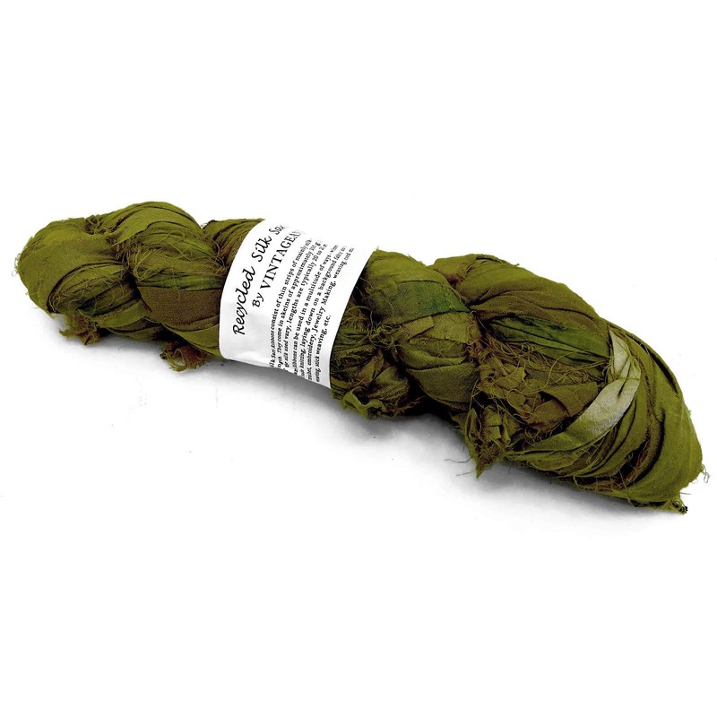 Vintageandyou 100g Recycled Sari Silk Ribbon Yarn, Jewelry Making Trim