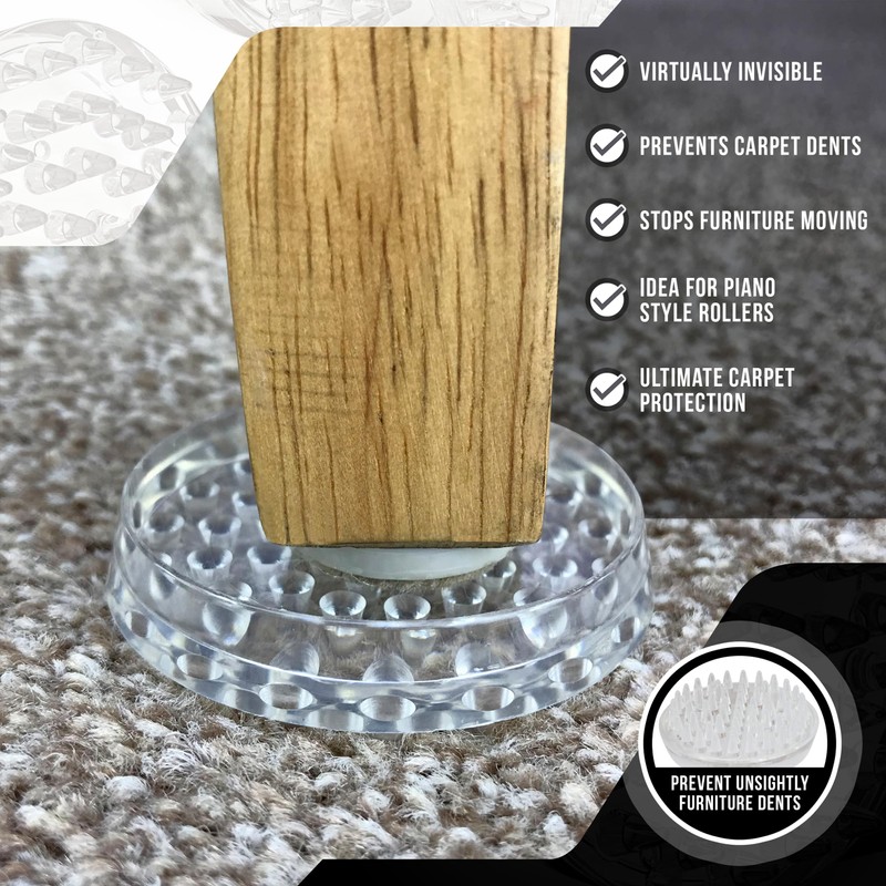 Medipaq Spiked Carpet Protector Cups - 16 Pack Carpet Protectors