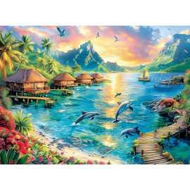 300 Piece Puzzles for Adults, Large Piece Jigsaw Puzzles 300 Pieces Dolphin Puzzles Recycled Cardboard Paper Puzzles Challenging Puzzle Pieces Games for Kids Adults 20.5 * 15IN