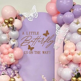 A Little Butterfly is On The Way Decal - Butterfly Themed Gender Reveal Party Decoration，Simplicity Butterfly English Words Wall Sticker for Baby Girl(Butterfly Decal)