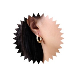 TseenYi Boho Chunky Lightweight Hoop Earrings Thick Gold Hoop Earrings Vintage Wide Huggie Hoop Earrings Exaggerated Circle Hoop Earrings Round Statement Earrings