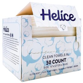 Helice Toallas faciales desechables de 25 x 30 cm, toallitas faciales extragrandes, toallitas desmaquillantes ultrasuaves, toalla facial gruesa para piel sensible, 50 unidades (paquete de 1)