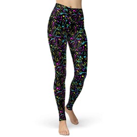 sissycos Women's 80s Leggings Artistic Splash Printed Buttery Soft Stretchy Pants (Medium, Splash Line)