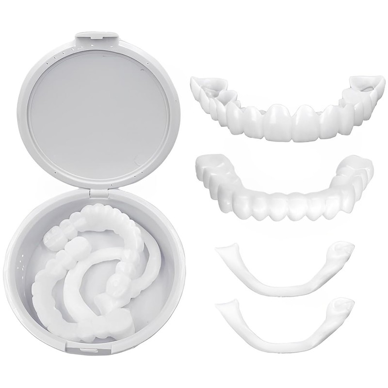 Teegxddy 4 Pairs Instant Veneers Dentures,Clip on Veneers Top and