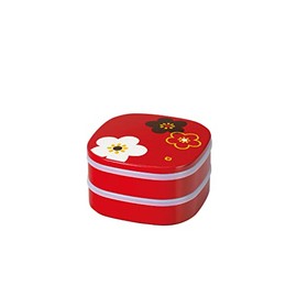 Tatsumiya Heavy Box 7.5 inches (19.0 cm), Double Tiered Hors D'oeuvres, Vermilion Pattern, Size: Approx. W7.5 x D4.7 x H4.0 inches (19 x 19 x 10.2 x 54826 mm)