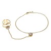 Pulsera Arnés Con Cadenita Y Anillo Cristales Zirconia