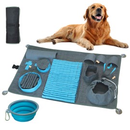 AMFIYQ Snuffle Mat for Dogs Large Breed-31'' X 19'' Sniff Mat Smell Training & Slow Eating, Dog Treat Puzzle, Interactive Feeding Game Dog Enrichment Toys for Boredom & Mental Stimulation (Blue&Grey)