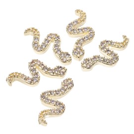TOVINANNA 5pcs Vintage Snake Nail Charms Gothic Style Retro Nail Jewelry Golden with Dazzling Rhinestones