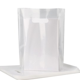 POPGIFTU Clear Plastic Bags with Die-Cut Handles 100 Pack - 9x12 Inch Small Retail Shopping Bags, 1.75 Mil Thick Clear Merchandise Bags for Small Business, Boutique, Store, Gift Packaging