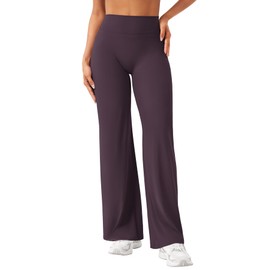 YEOREO Leggings dritti da donna, invisibili, a vita alta, senza cuciture, per yoga, yoga, senza cuciture, Viola Mirtillo Nero, XS