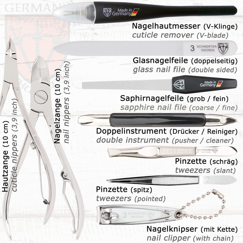 3 Swords Germany - brand quality 11 piece manicure pedicure