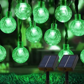 USOKYO Solar Lights Outdoor Waterproof, 2 Pack Total 200LED 110FT Solar String Lights for Outside with 8 Modes, Outdoor String Lights Crystal Globe Patio Lights for Garden Yard Party Decor(Green)