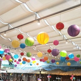 CC wonderland zone Pack of 12 Paper Lanterns Rainbow Colourful Round Paper Lantern Paper Lantern for Lampshade Decoration, Wedding Decorations, Birthday Party, Garden Party Decoration