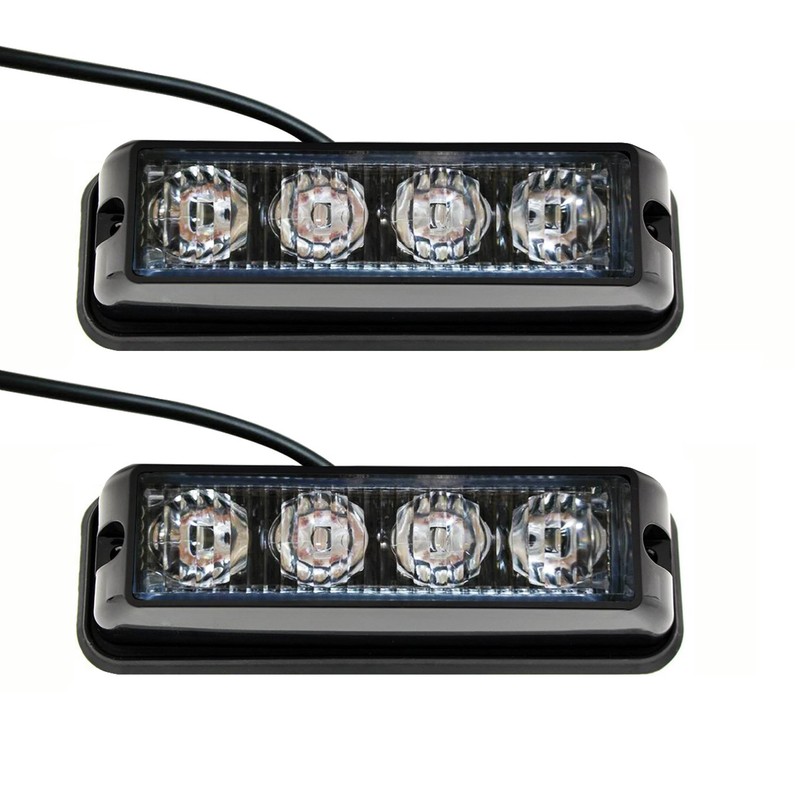 STBLTBAR 2 PCS 4-LED Emergency Strobe Lights for Trucks 12-24V