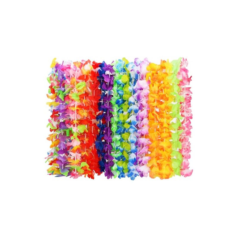 24pcs Hawaiian Leis - Colorful Flower Necklaces for Parties