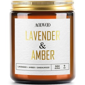 AOOVOO Amber Candle - Lavender Candle, Scented Candles, Soy Candles, Aromatherapy Candle, Soy Wax Candle, Candle for Home Scented, 9oz