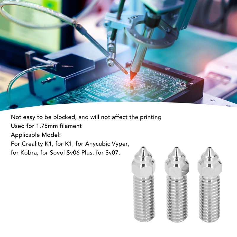 3Pcs 3D Printer Extruder Nozzle 1.75mm M6 High Speed Hotend