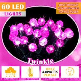 Pink Valentine's Day Fairy Theme Lights, 20 ft 60 LED Firefly Slow Flash Twinkling String Lights Waterproof Pink Light for Valentine's Day Decor Indoor Outdoor Garland Window Decorations