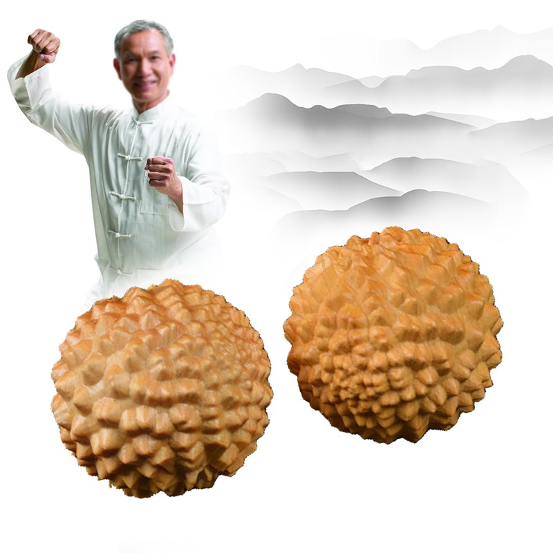 2pcs Wooden Hand Massage Ball Palm Relaxing Spiky Textured Acupoint