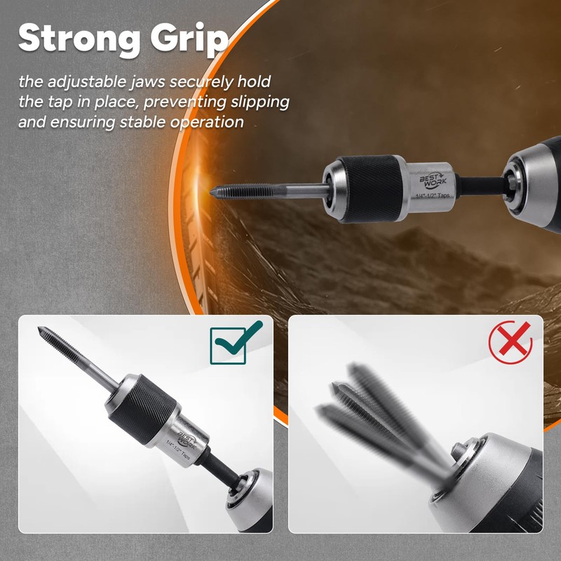 Bestwork 3pcs Adjustable Tap Socket Set, 3/8" Drive Tap Handle