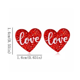 Lightweight Unique Acrylic Red Love Heart Stud Earrings for Women Wife Lover Statement Resin Jewelry Valentines Mothers Day Gifts (Red Heart Stud Earrings)