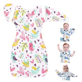 Nearkoi Baby Transition Swaddle Sack,Baby Sleeping Bag with Arms Up,Pure Cotton,Baby Sleep Sack for Appease The Baby,Pink,17-22lbs