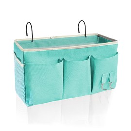 SMALIGOLA Bedside Caddy, Bedside Hanging Storage Organizer forBunk and Hospital Beds,College Dorm Bed，Can be Placed Glasses Books Mobile Phones(Green)