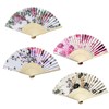 4 Stück Handfächer Bunt Fecher, Damen Sommer Handfächer Klein Fecher