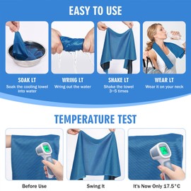 Hemndic 4 Pack 40"x12" Cooling Towels, Soft Breathable Ice Towel for Neck and Face, Microfiber Workout Towels for Gym Sweat, Chilly Sports Towel for Yoga, Golf, Running, Hiking & More Activities