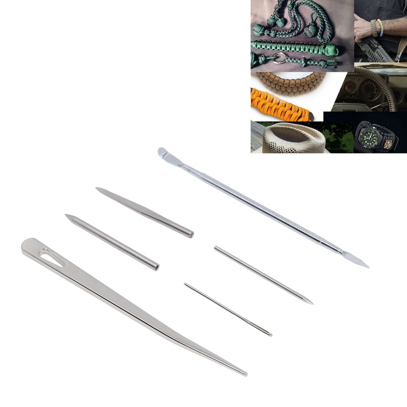 6PCS Paracord Stitching Set Stainless Steel Lacing Needles Smoothing Tool