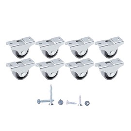 (Pack of 8) 25mm Small Plastic Wheels Fixed Disposable Castors with Mounting Plates Durable Non Swivel Furniture Wheels Screws Included (8)