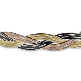 Tuscany Silver Women's Herringbone Chain Bracelet Sterling Silver 4 Tone Cut 19 cm / 7.5 Inches, Silver, Turquoise