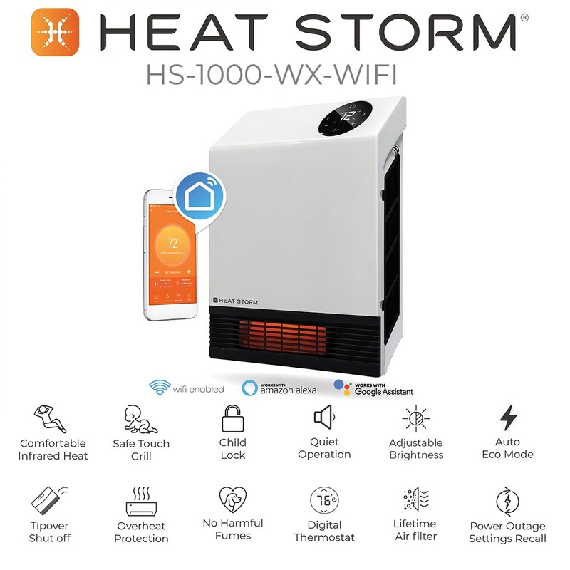 Heat Storm HS-1000-WX-WIFI Infrared Wi-Fi Heater, 1000 Watt