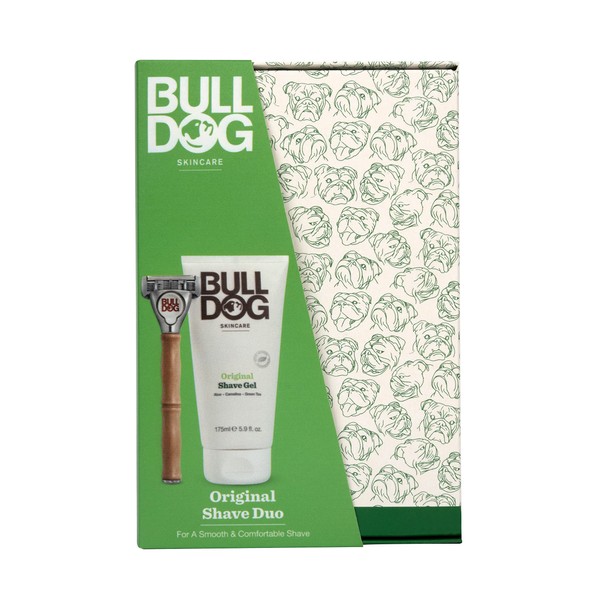 Bulldog Skincare - Original Shave Duo, Gift Set for Men (x1 Original Bamboo Razor, x1 Original Shave Gel 175ml)