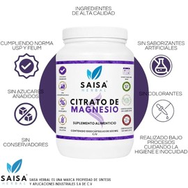 Citrato De Magnesio Y Citrato De Potasio 1000 Cápsulas C/u. SAISA HERBAL