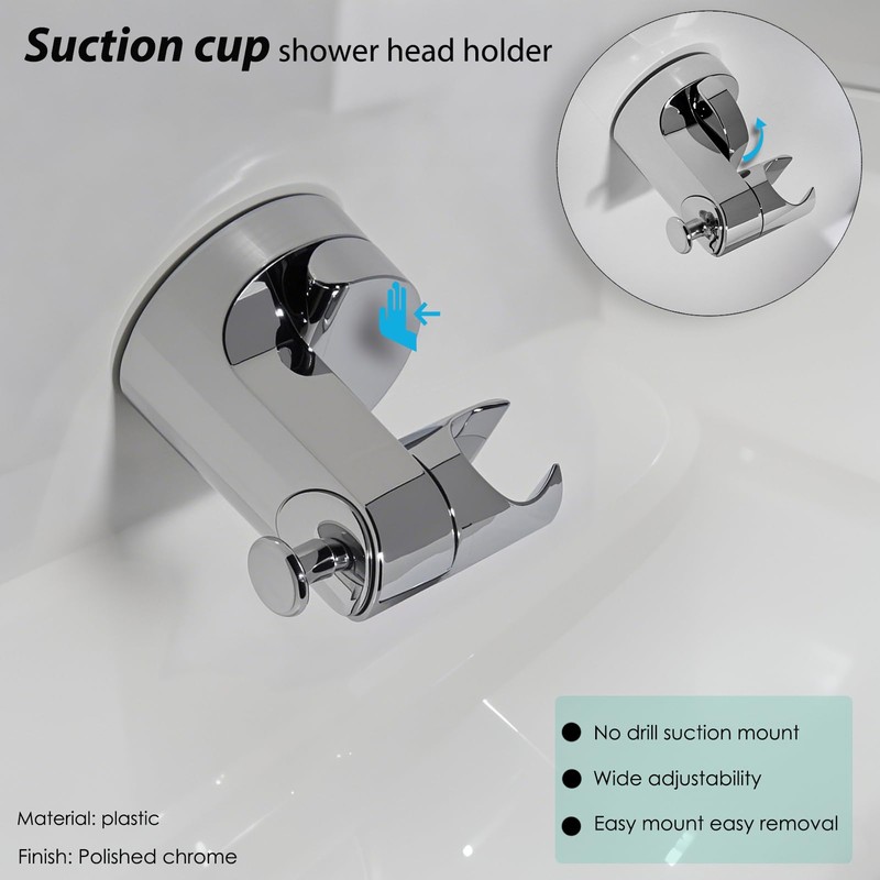 Handheld Shower Head Holder - Enhanced Suction Cup - Large