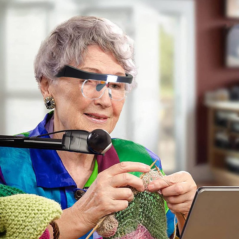 TMANGO Rechargeable Magnifying Glasses with Light, Hands-Free Headset for Jewelers,