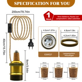 Lamp Holder for Bottles, Pack of 2 E27 Brass Socket with Cable and Switch 240 cm, Bronze Bottle Adapter Lamp Kit, DIY Bottle Lamp Attachment LED for Table Lamp, Ceramic Socket Bottle Lamp