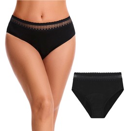 Let it flo Let it flo 1PK Ladies Period Briefs - Lace- 8 - Black