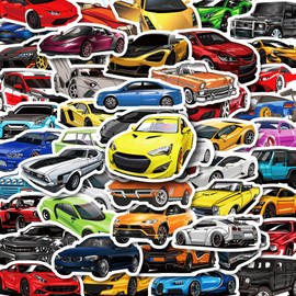 50PCS Car Stickers for Kids,Racing Car Stickers, Sports Car Stickers, Color Waterproof Stickers, Stickers Suitable for Water Bottles, Laptops, Skateboard Stickers, Helmet Stickers Cool Stickers……